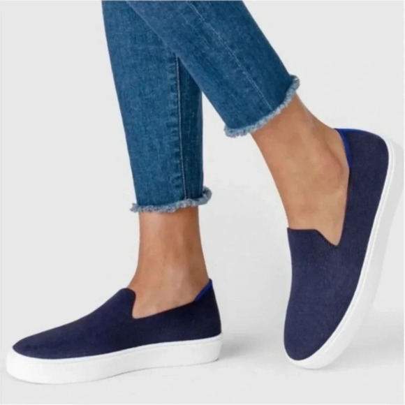 Rothy's The Original Slip On Knit Round Toe Comfort Sneaker Navy Blue Size 10.5 - Picture 1 of 16